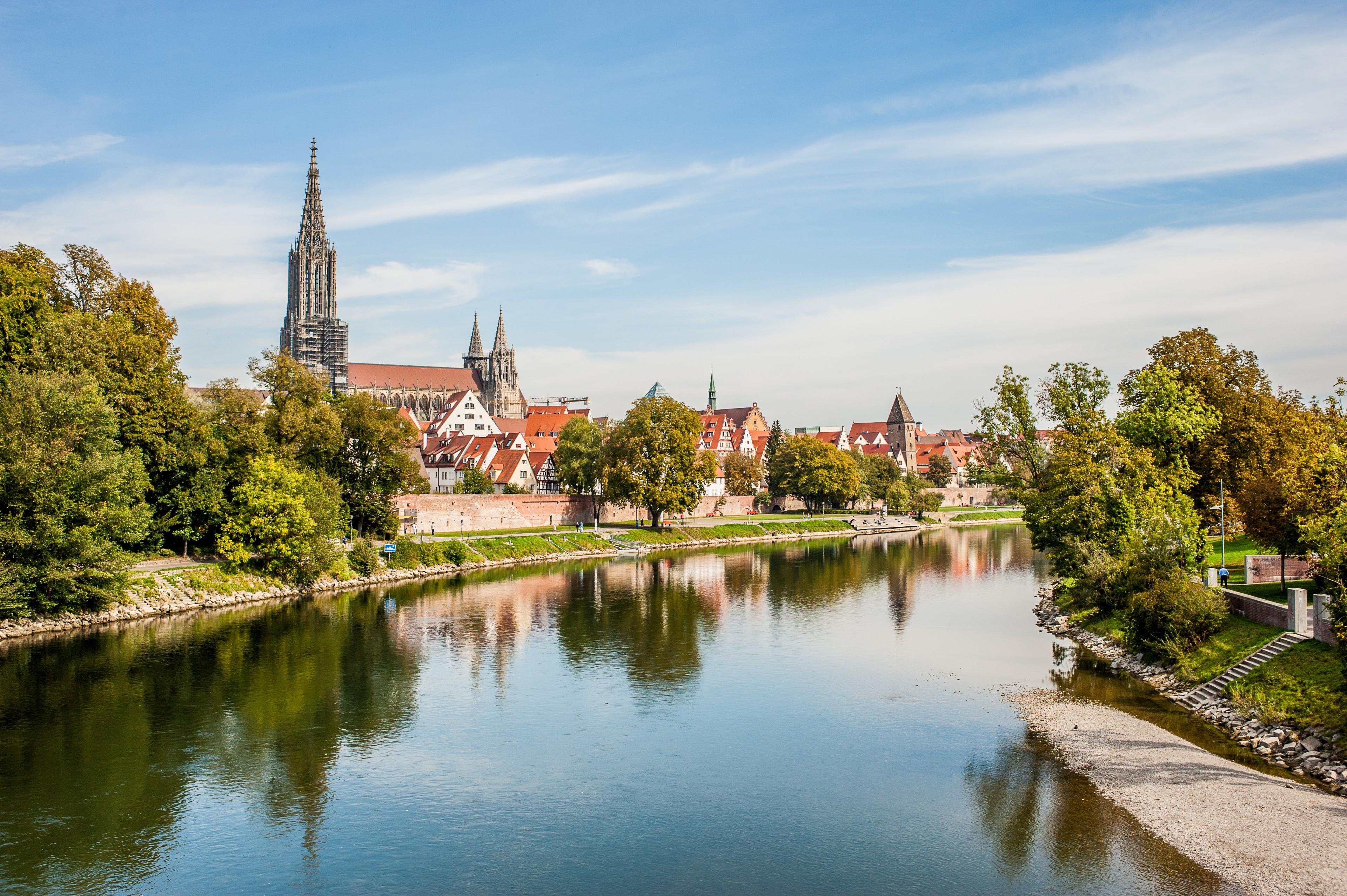 Blick auf die Stadt Ulm an der Donau.