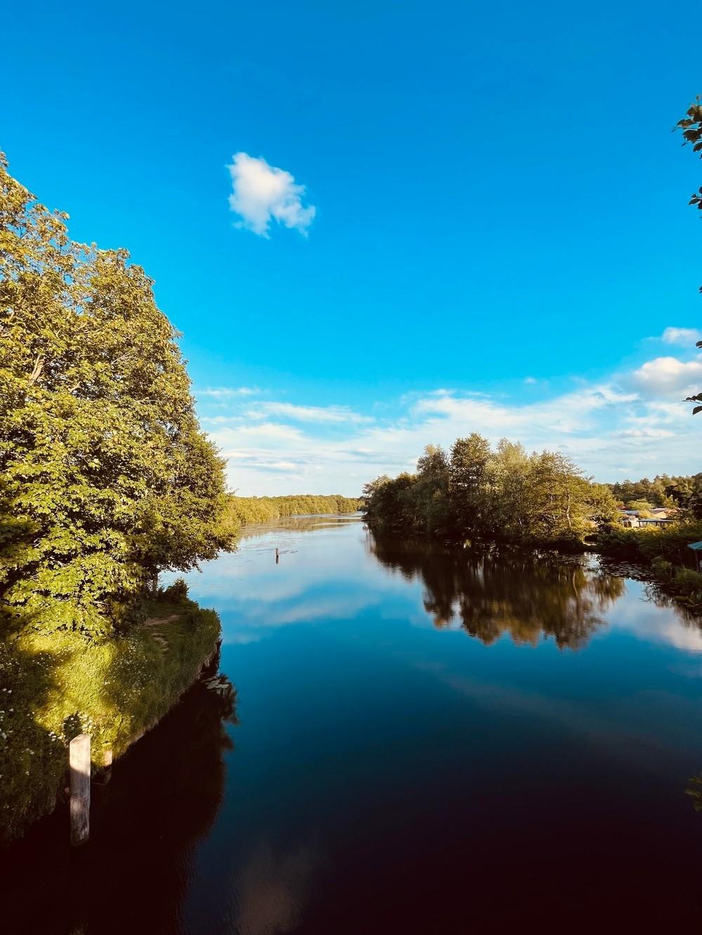 Ein See mit Bäumen bei Lübeck