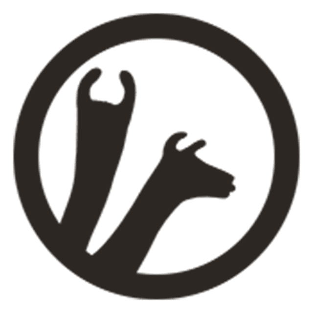 Das Logo der Lama Karawane: Die Silhouetten zweier Lamas in einem Kreis