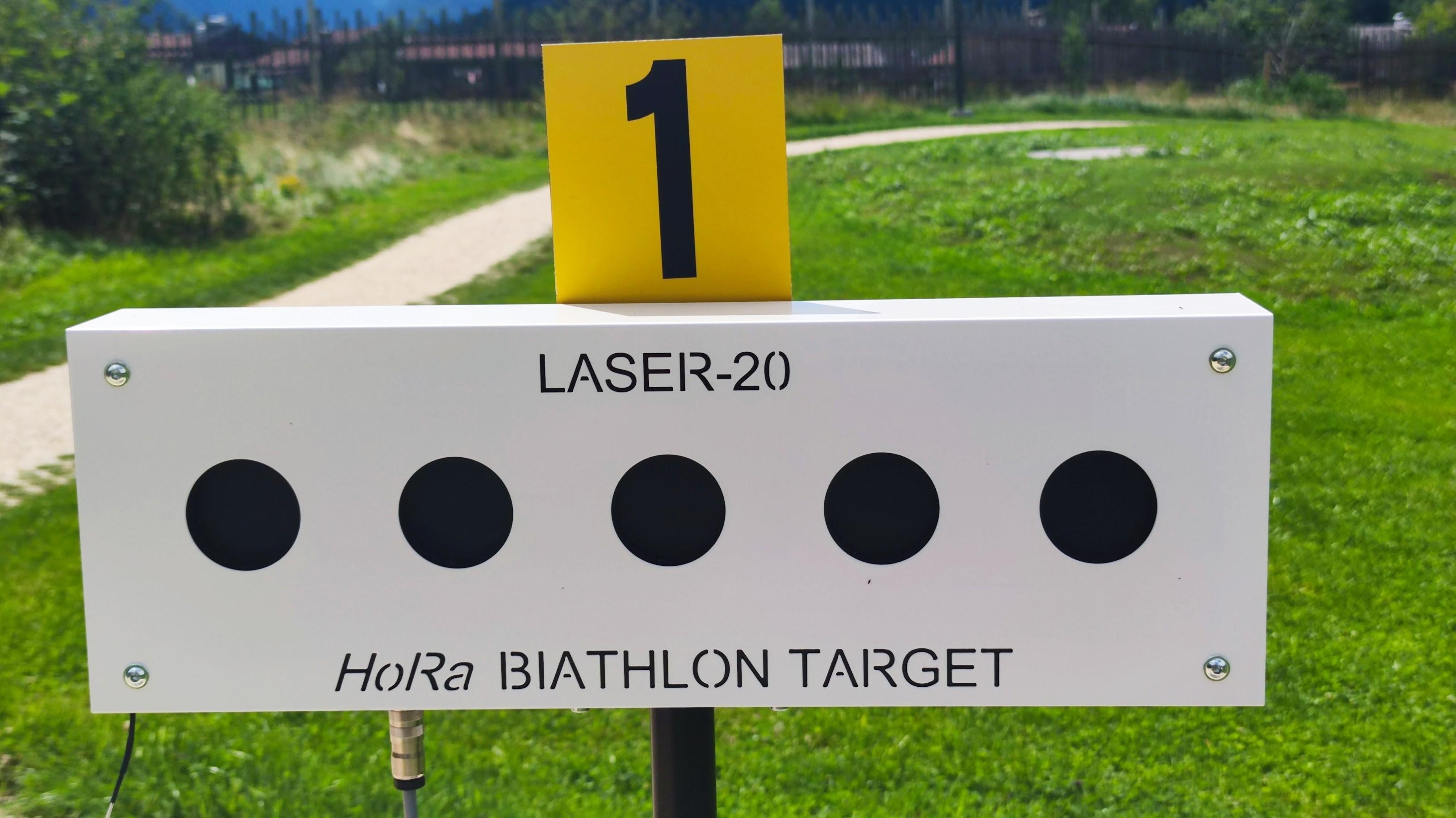Die Zielscheibe einer Laser-Biathlon-Anlage
