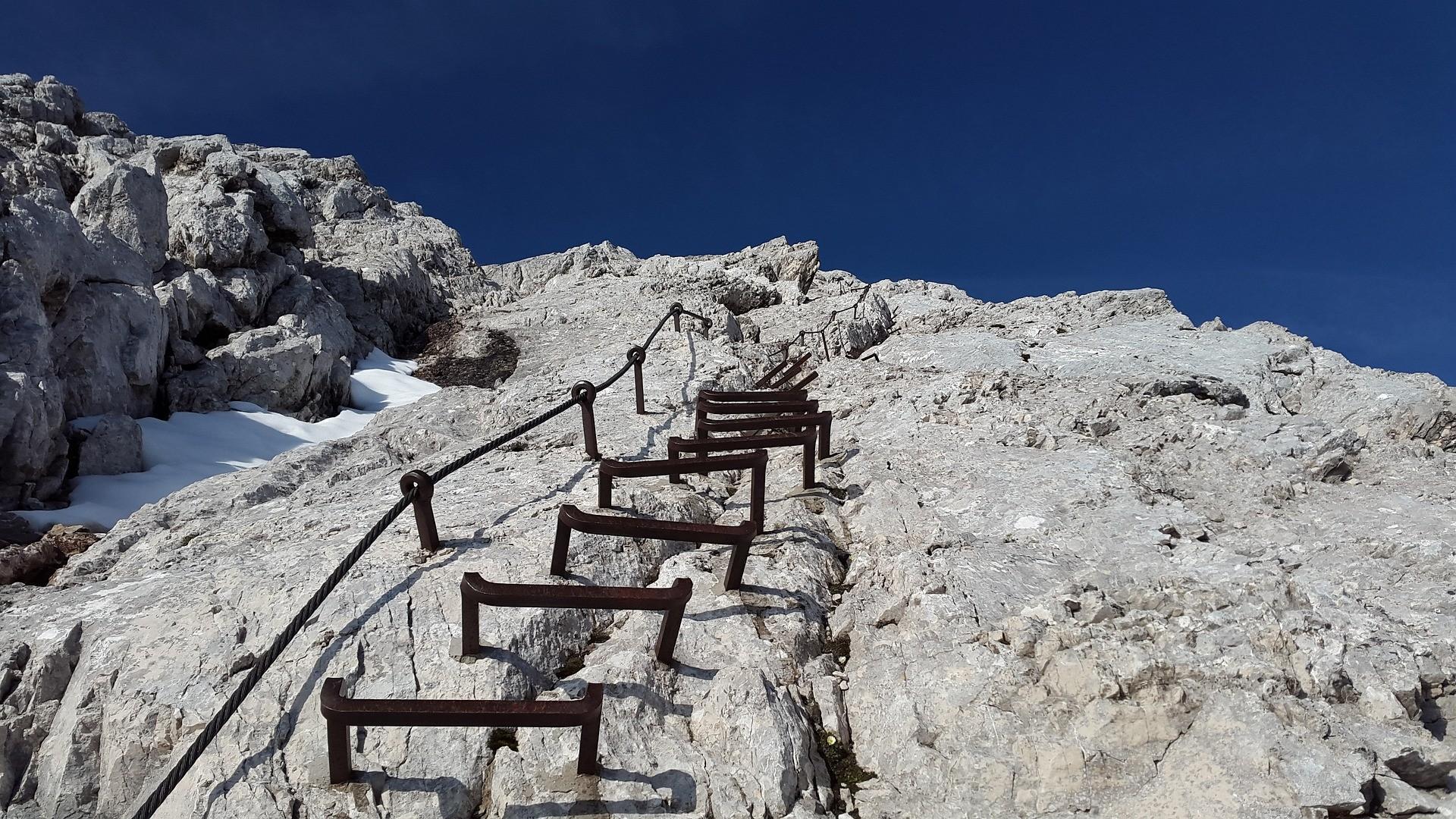 Tritte auf dem Alpspitz-Klettersteig