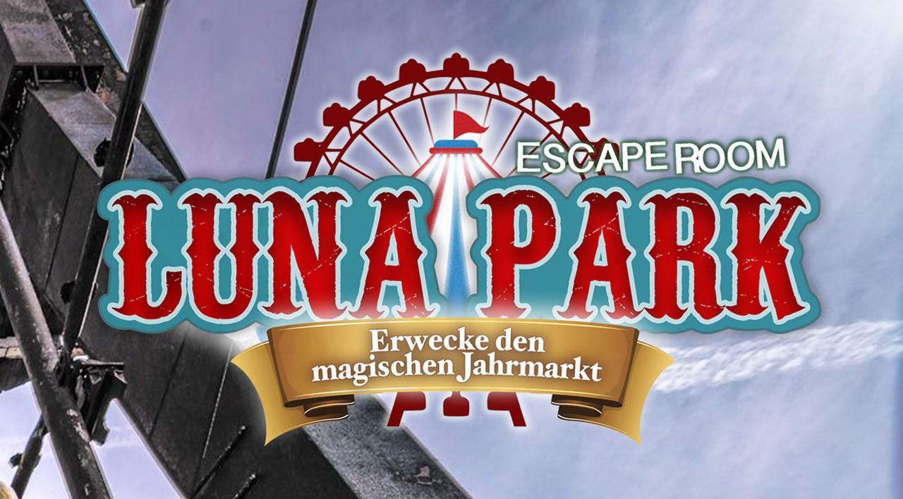 Schriftzug des Escape Rooms „Luna Park“